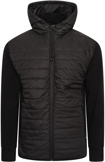 Kam Jeans KV136 Padded Body And Jersey Sleeves Hybrid Zip Thru Quilted Hoody Black TALL SIZES - ODZIEŻ MĘSKA MT-6XLT - WYSOKIE-rozmiary