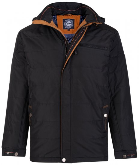 Kam Jeans KV98 Padded Jacket Black - Kurtki Męskie Duże Rozmiary - Kurtki Duże rozmiary 2XL-8XL