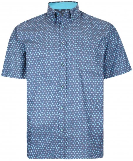 Kam Jeans P010 Premium Short sleeve Shirt Indigo - Koszule - Koszule 2XL-10XL