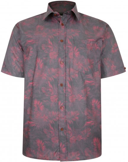 Kam Jeans P013 Premium Floral Print Shirt Burgundy - Koszule - Koszule 2XL-10XL