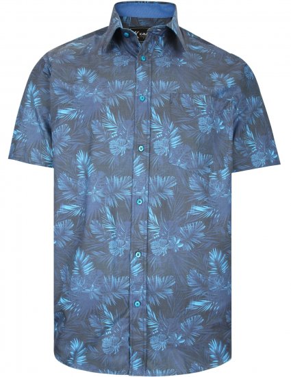 Kam Jeans P013 Premium Floral Print Shirt Navy - Koszule - Koszule 2XL-10XL
