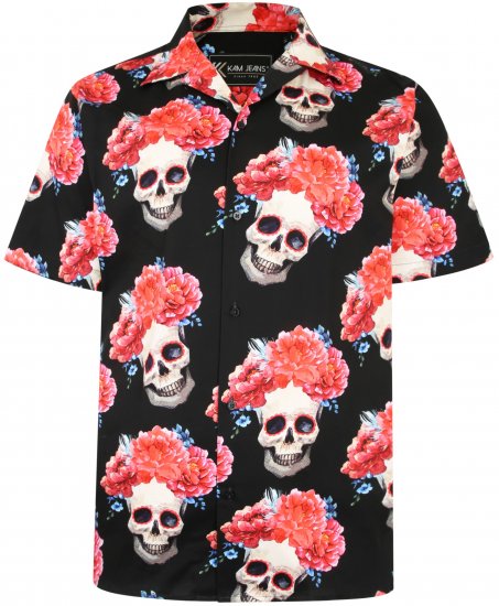 Kam Jeans P014 Rose Skull Print Shirt - Koszule - Koszule 2XL-10XL
