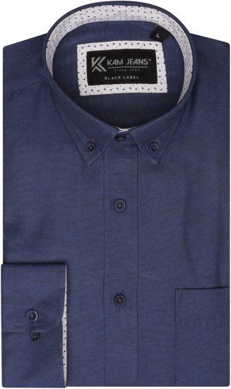 Kam Jeans P020 Premium Long sleeve Oxford Shirt Navy - Koszule - Koszule 2XL-10XL