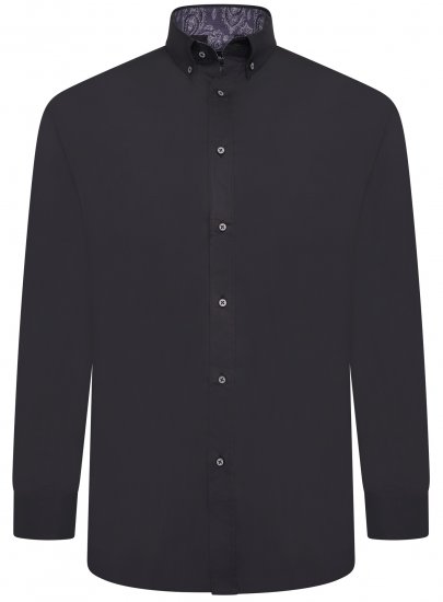 Kam Jeans P023 L/S Premium Stretch Shirt Black - Koszule - Koszule 2XL-10XL