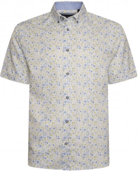 Kam Jeans P036 Premium Floral Print Shirt White - Koszule - Koszule 2XL-10XL