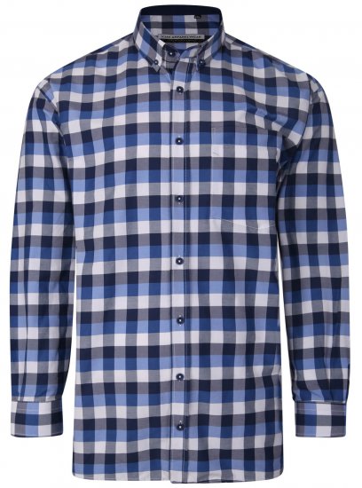Kam Jeans P642 Premium Large Check Shirt LS Blue - Koszule - Koszule 2XL-10XL