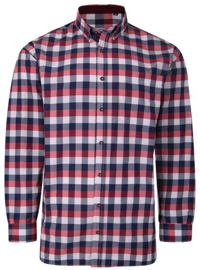Kam Jeans P642 Premium Large Check Shirt LS Red - Koszule - Koszule 2XL-10XL