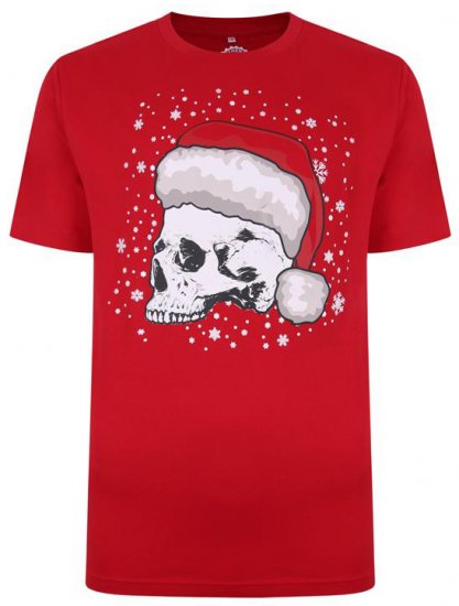 Kam Jeans X008 Santa Skull Print T-Shirt Red - Koszulki - T-shirty meskie Duże Rozmiary - 2XL-14XL