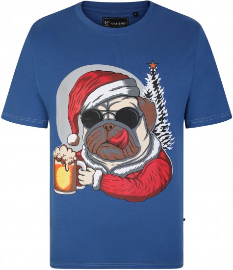 KBS X021 Dog Beer Print T-Shirt Blue - Koszulki - T-shirty meskie Duże Rozmiary - 2XL-14XL