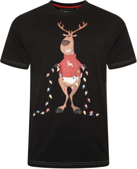 Kam Jeans X028 Rudolph Print T-Shirt Black - Koszulki - T-shirty meskie Duże Rozmiary - 2XL-14XL