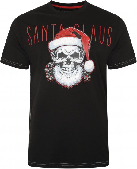 Kam Jeans X029 Santa Claus Skull Print T-Shirt Black - Koszulki - T-shirty meskie Duże Rozmiary - 2XL-14XL