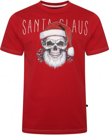 Kam Jeans X029 Santa Claus Skull Print T-Shirt Red - Koszulki - T-shirty meskie Duże Rozmiary - 2XL-14XL