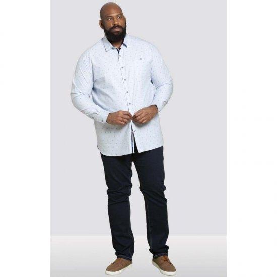 D555 Addington Printed Oxford Shirt Blue - Koszule - Koszule 2XL-10XL