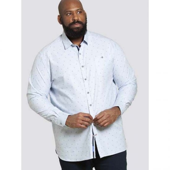 D555 Addington Printed Oxford Shirt Blue - Koszule - Koszule 2XL-10XL