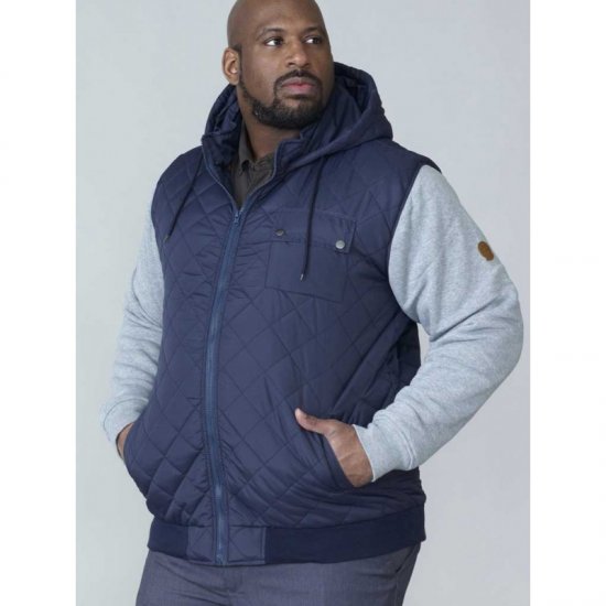 D555 Willie Hooded Quilted Jacket with Fleece sleeves - Kurtki Męskie Duże Rozmiary - Kurtki Duże rozmiary 2XL-8XL