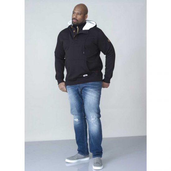 D555 Lorenzo Half zip Hoodie Black - Bluzy & bluzy z kapturem - Bluzy & Bluzy z kapturem 2XL-12XL