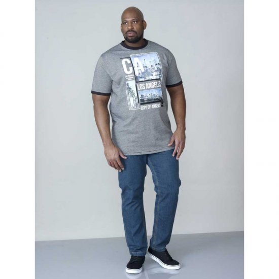 D555 Howie Fine Stripe T-shirt Grey - Koszulki - T-shirty meskie Duże Rozmiary - 2XL-14XL