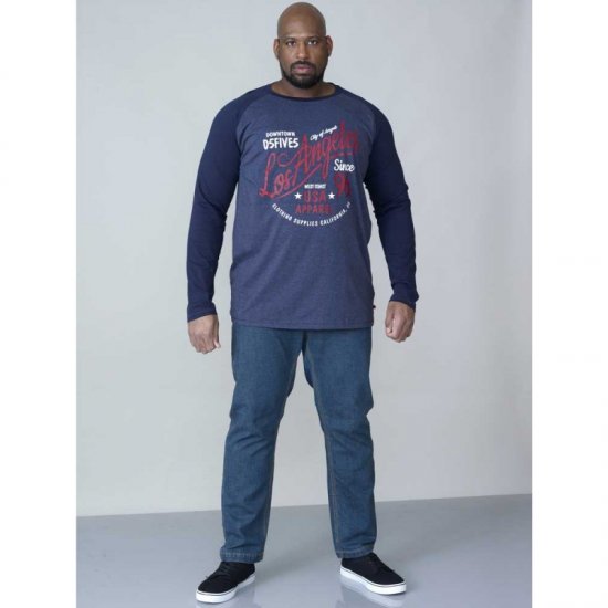 D555 Neill Long Sleeve T-shirt Navy - Koszulki - T-shirty meskie Duże Rozmiary - 2XL-14XL