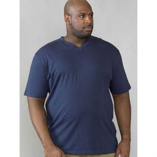 D555 Signature V-neck T-shirt Navy - Koszulki - T-shirty meskie Duże Rozmiary - 2XL-14XL