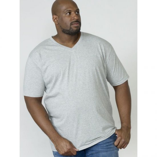 D555 Signature V-neck T-shirt Grey - Koszulki - T-shirty meskie Duże Rozmiary - 2XL-14XL