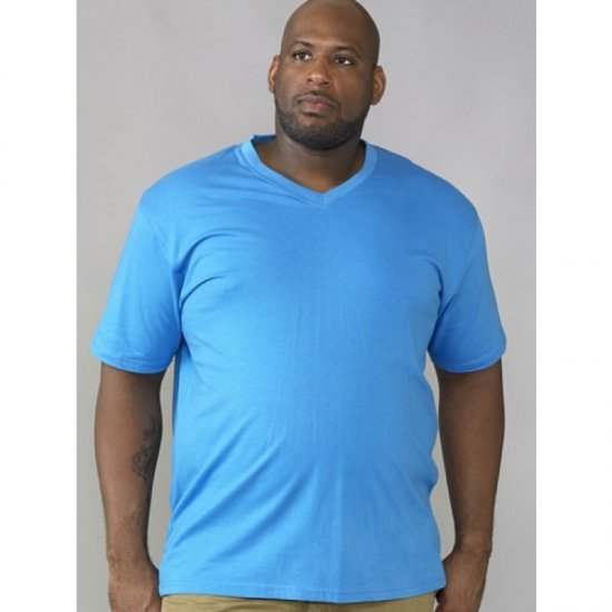 D555 Signature V-neck T-shirt Blue - Koszulki - T-shirty meskie Duże Rozmiary - 2XL-14XL