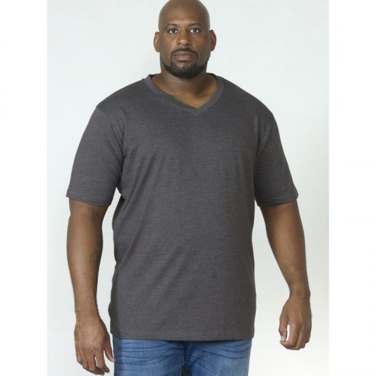 D555 Signature V-neck T-shirt Charcoal - Koszulki - T-shirty meskie Duże Rozmiary - 2XL-14XL