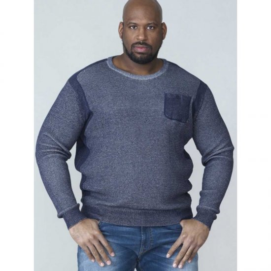 D555 Bryson Crewneck Sweater with Pocket Navy - Bluzy & bluzy z kapturem - Bluzy & Bluzy z kapturem 2XL-12XL