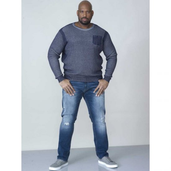 D555 Bryson Crewneck Sweater with Pocket Navy - Bluzy & bluzy z kapturem - Bluzy & Bluzy z kapturem 2XL-12XL