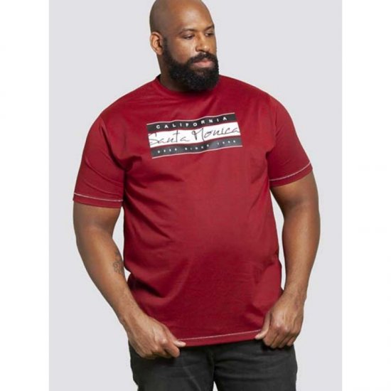 D555 Tempa T-shirt Red - Koszulki - T-shirty meskie Duże Rozmiary - 2XL-14XL