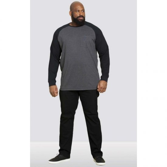 D555 Illinois Long Sleeve T-shirt Charcoal - Koszulki - T-shirty meskie Duże Rozmiary - 2XL-14XL