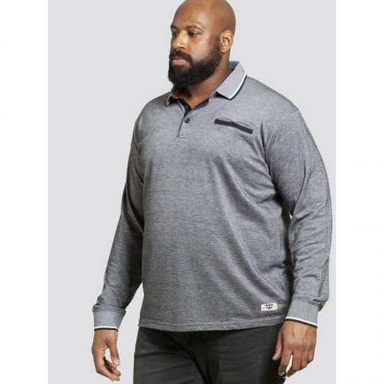 D555 Brockville Long Sleeve Polo Grey - Koszulki polo - Koszulki Polo 2XL-8XL