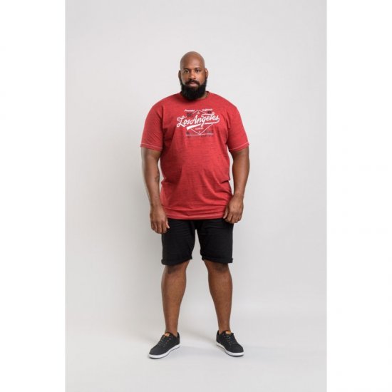 D555 Shelton T-shirt Red - Koszulki - T-shirty meskie Duże Rozmiary - 2XL-14XL