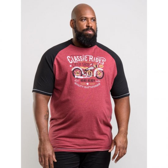D555 Evans T-shirt Burgundy - Koszulki - T-shirty meskie Duże Rozmiary - 2XL-14XL