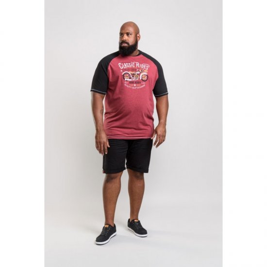 D555 Evans T-shirt Burgundy - Koszulki - T-shirty meskie Duże Rozmiary - 2XL-14XL