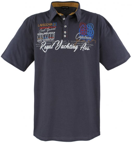 Lavecchia 4688 Printed Jersey Poloshirt Charcoal - Koszulki polo - Koszulki Polo 2XL-8XL