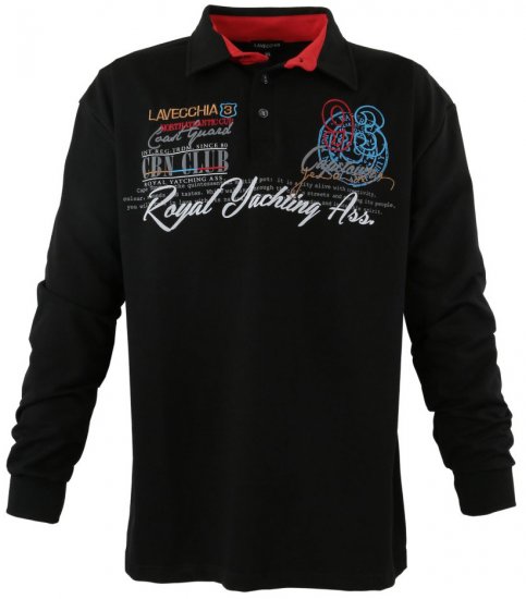 Lavecchia 2024 Printed Sweatshirt with collar Black - Bluzy & bluzy z kapturem - Bluzy & Bluzy z kapturem 2XL-12XL