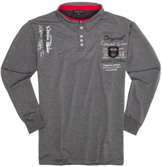 Lavecchia 2025 Printed Sweatshirt with collar Charcoal - Bluzy & bluzy z kapturem - Bluzy & Bluzy z kapturem 2XL-12XL