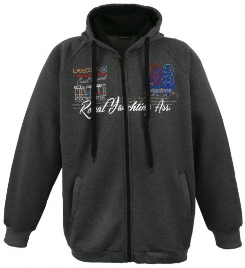 Lavecchia 612 Printed Zipper Hoodie Charcoal - Bluzy & bluzy z kapturem - Bluzy & Bluzy z kapturem 2XL-12XL