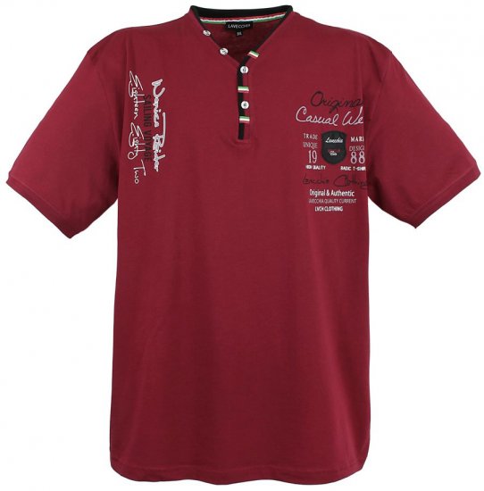 Lavecchia 2042 Printed T-shirt Bordeaux - Koszulki - T-shirty meskie Duże Rozmiary - 2XL-14XL