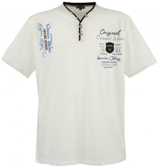 Lavecchia 2042 Printed T-shirt White - Koszulki - T-shirty meskie Duże Rozmiary - 2XL-14XL