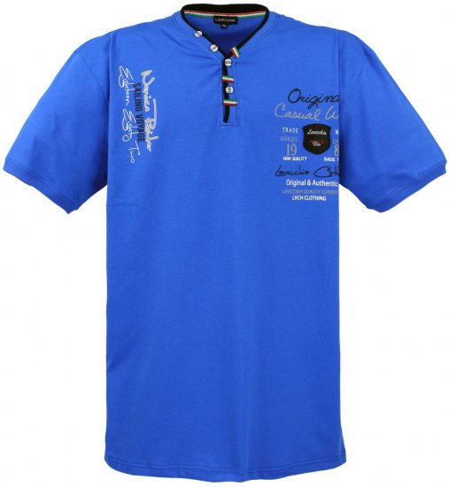 Lavecchia 2042 Printed T-shirt Royal Blue - Koszulki - T-shirty meskie Duże Rozmiary - 2XL-14XL