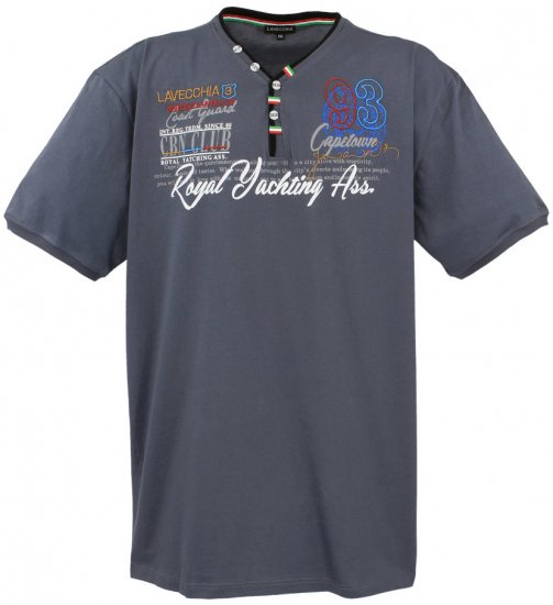 Lavecchia 608 Printed T-shirt Charcoal - Koszulki - T-shirty meskie Duże Rozmiary - 2XL-14XL