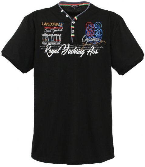 Lavecchia 608 Printed T-shirt Black - Koszulki - T-shirty meskie Duże Rozmiary - 2XL-14XL