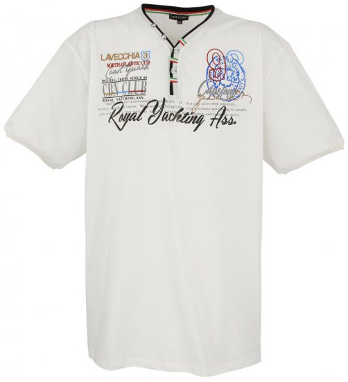 Lavecchia 608 Printed T-shirt Cream White - Koszulki - T-shirty meskie Duże Rozmiary - 2XL-14XL