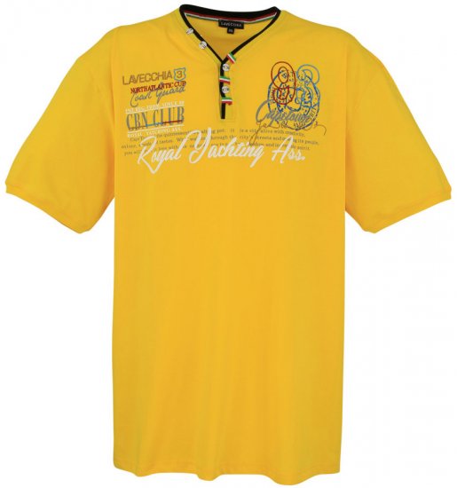 Lavecchia 608 Printed T-shirt Yellow - Koszulki - T-shirty meskie Duże Rozmiary - 2XL-14XL