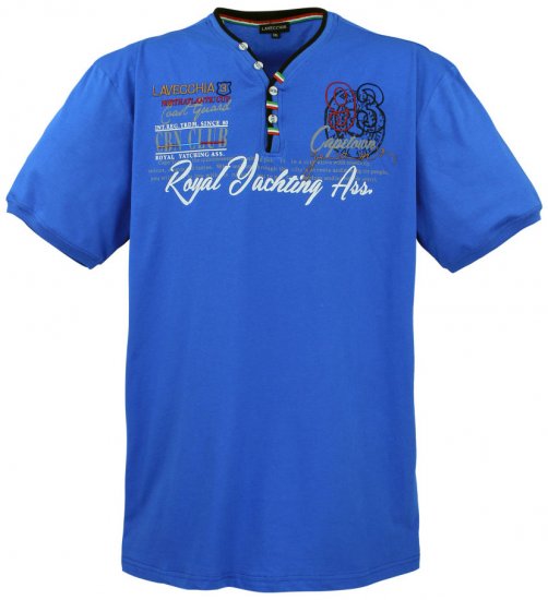 Lavecchia 608 Printed T-shirt Royal Blue - Koszulki - T-shirty meskie Duże Rozmiary - 2XL-14XL