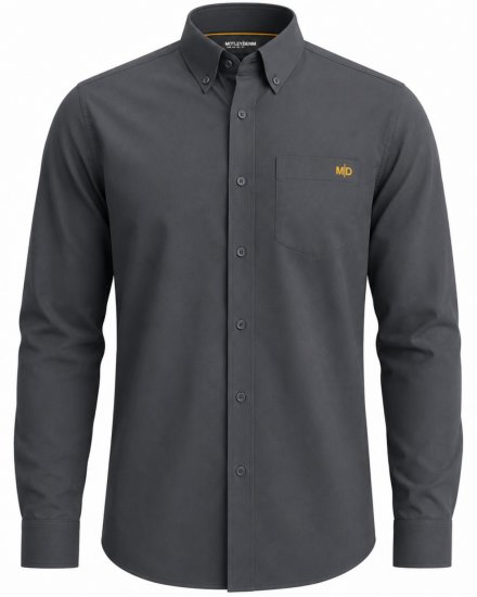 Motley Denim Lisbon Long Sleeve Shirt Charcoal - Koszule - Koszule 2XL-10XL