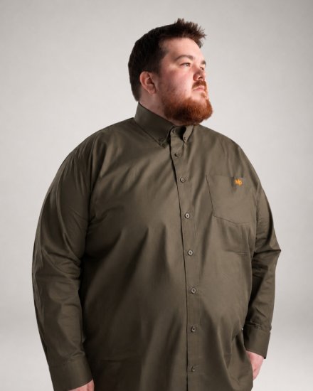 Motley Denim Lisbon Long Sleeve Shirt Dark Khaki - Koszule - Koszule 2XL-10XL