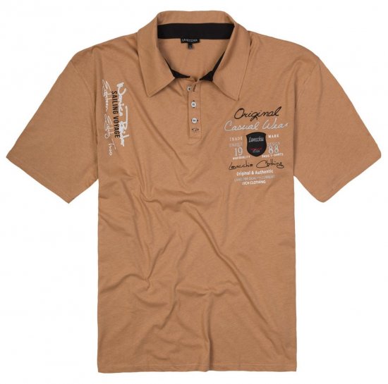 Lavecchia 610 T-shirt z kołnierzykiem Beżowy camel - Koszulki polo - Koszulki Polo 2XL-8XL