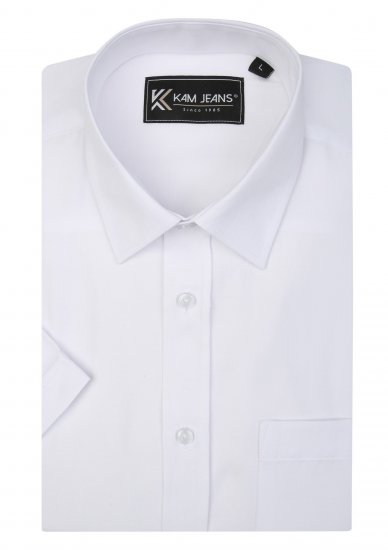 Kam Jeans 6283 Casual SS Herringbone Shirt White - Koszule - Koszule 2XL-10XL